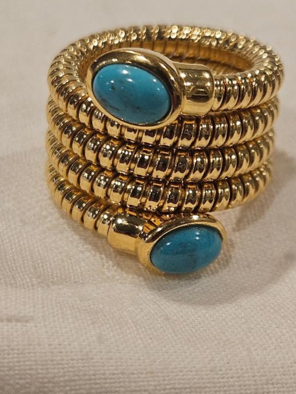 Authentic MILOR ITALY Bronze Tubogas Wrap Ring • Turquoise • Sz 4-5